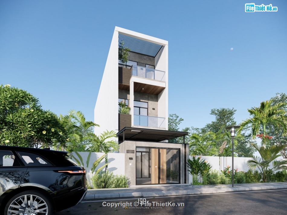 nhà phố 3 tầng,su nhà phố,sketchup nhà phố