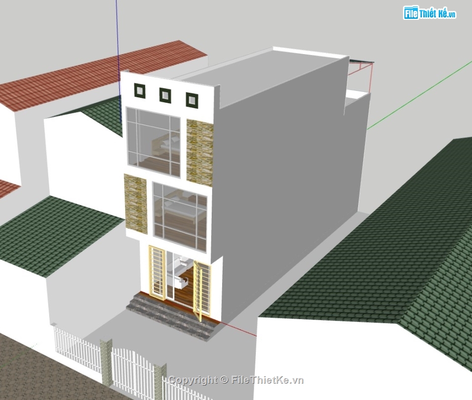 nhà phố 3 tầng,su nhà phố 3 tầng,sketchup nhà phố 3 tầng,su nhà phố