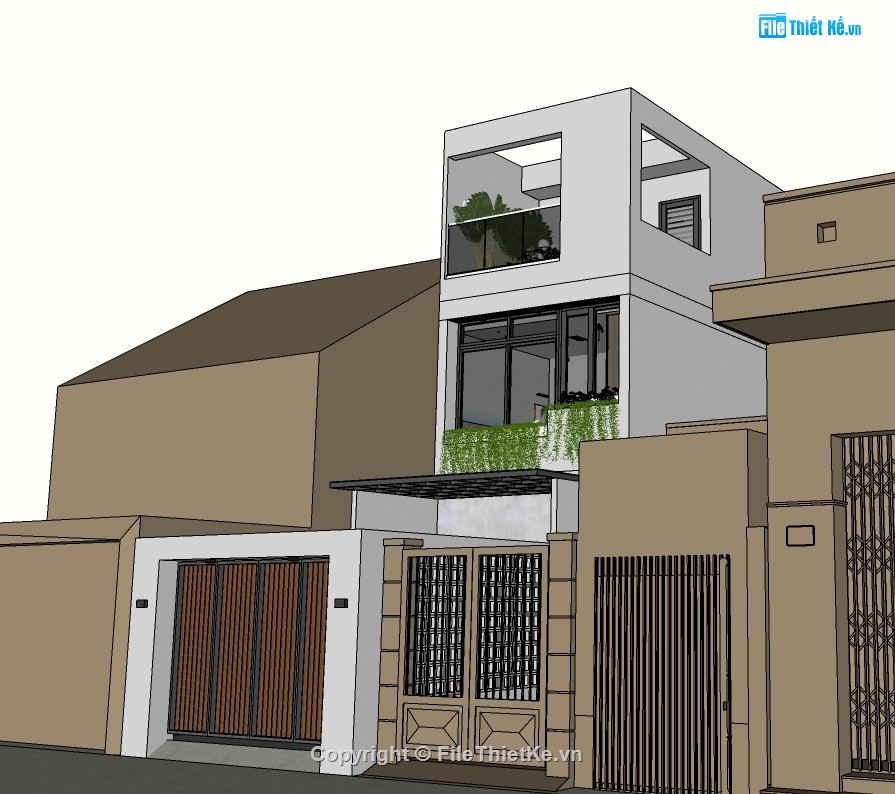 Sketchup nội thất,nhà phố 3 tầng,model su nhà phố 3 tầng,nội thất nhà phố 3 tầng