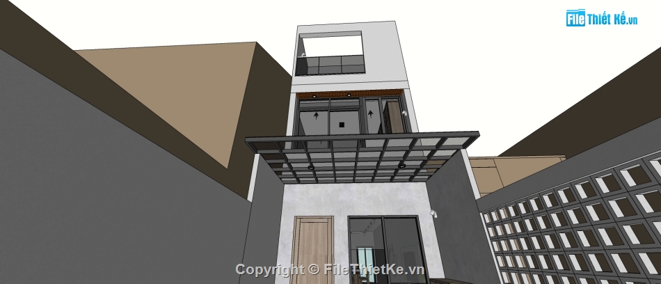 Sketchup nội thất,nhà phố 3 tầng,model su nhà phố 3 tầng,nội thất nhà phố 3 tầng