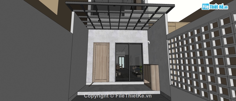Sketchup nội thất,nhà phố 3 tầng,model su nhà phố 3 tầng,nội thất nhà phố 3 tầng