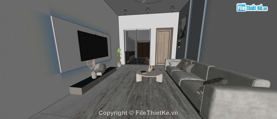 Sketchup nội thất,nhà phố 3 tầng,model su nhà phố 3 tầng,nội thất nhà phố 3 tầng