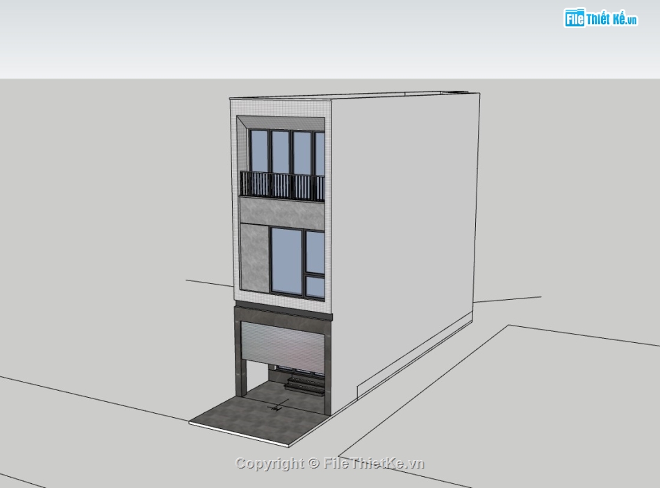 nhà phố 3 tầng,su nhà phố,sketchup nhà phố 3 tầng