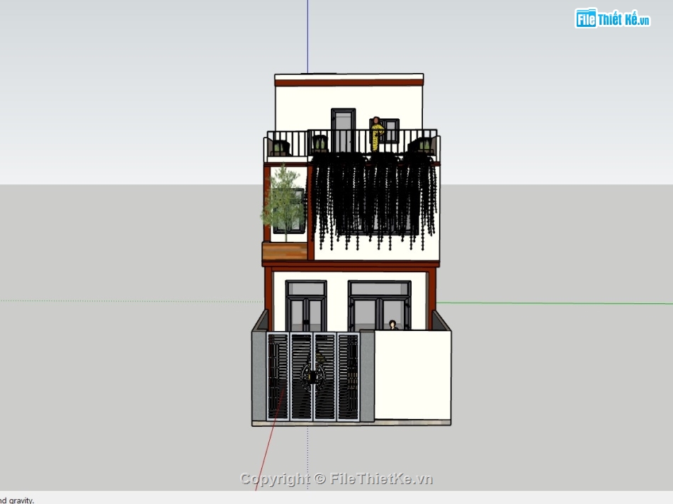 nhà phố 3 tầng,su nhà phố,sketchup nhà phố 3 tầng,su nhà phố 3 tầng
