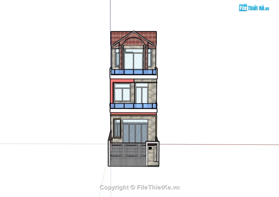 nhà phố 3 tầng,su nhà phố,sketchup nhà phố,su nhà phố 3 tầng