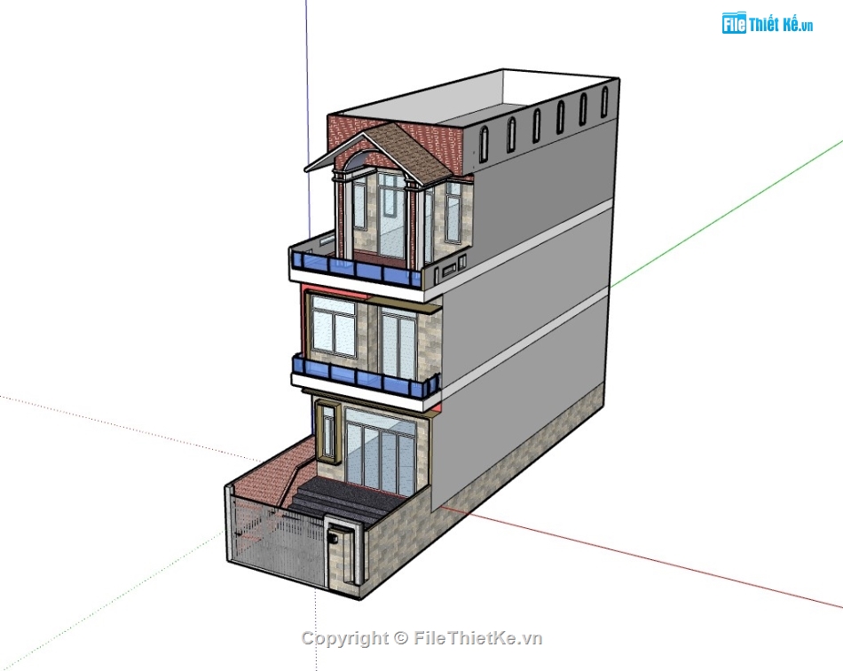 nhà phố 3 tầng,su nhà phố,sketchup nhà phố,su nhà phố 3 tầng