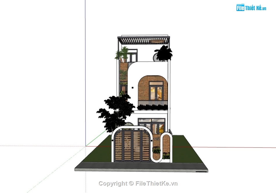 nhà phố 3 tầng,su nhà phố,sketchup nhà phố,su nhà phố 3 tầng