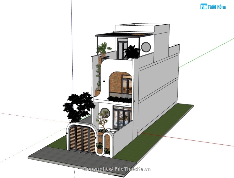 nhà phố 3 tầng,su nhà phố,sketchup nhà phố,su nhà phố 3 tầng