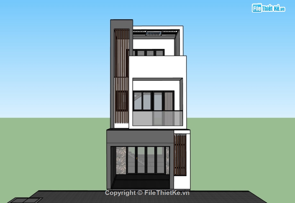 nhà phố 3 tầng,nhà 3 tầng,su nhà phố,sketchup nhà phố,su nhà phố 3 tầng