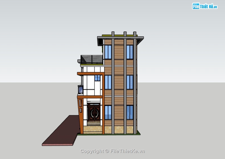 nhà phố 3 tầng,su nhà phố,sketchup nhà phố