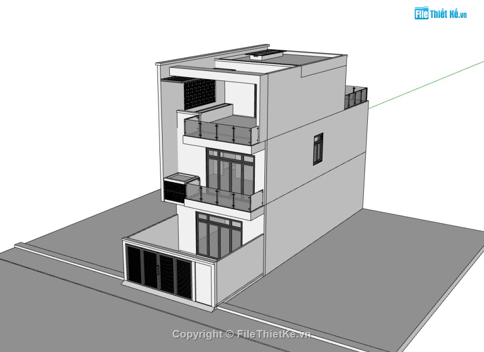 nhà phố 3 tầng,nhà phố,su nhà phố 3 tầng,sketchup nhà phố 3 tầng