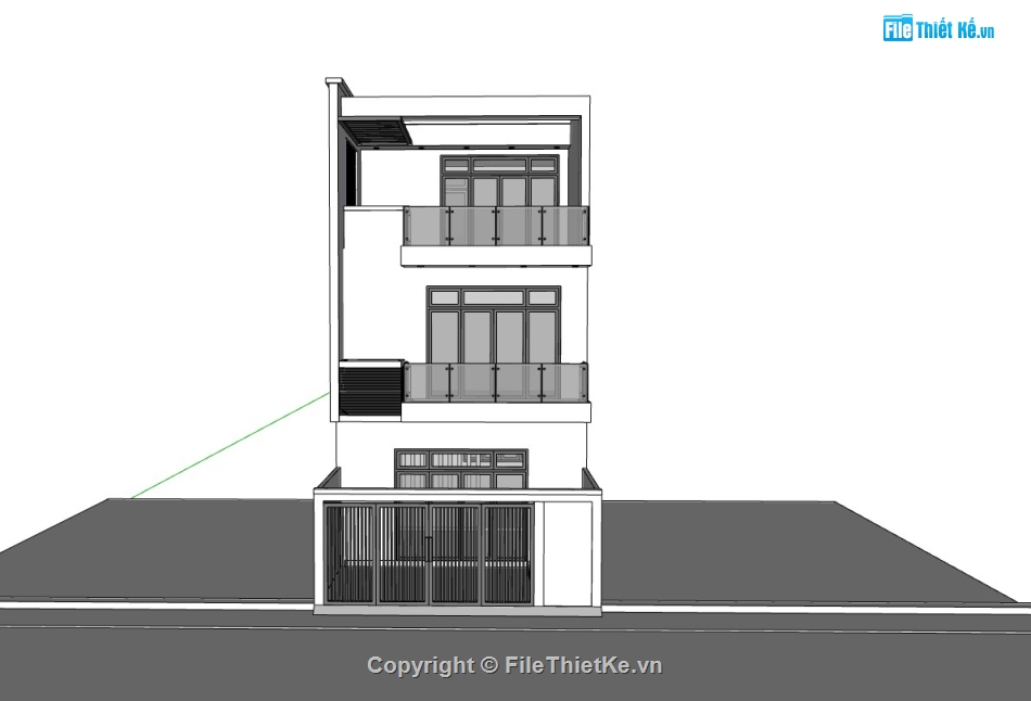 nhà phố 3 tầng,nhà phố,su nhà phố 3 tầng,sketchup nhà phố 3 tầng