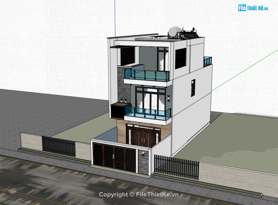 nhà phố 3 tầng,su nhà phố,sketchup nhà phố,su nhà phố 3 tầng