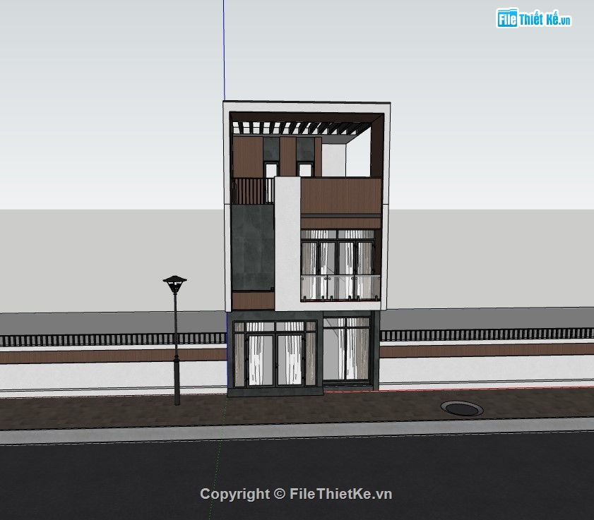 nhà phố 3 tầng,su nhà phố,sketchup nhà phố,su nhà phố 3 tầng