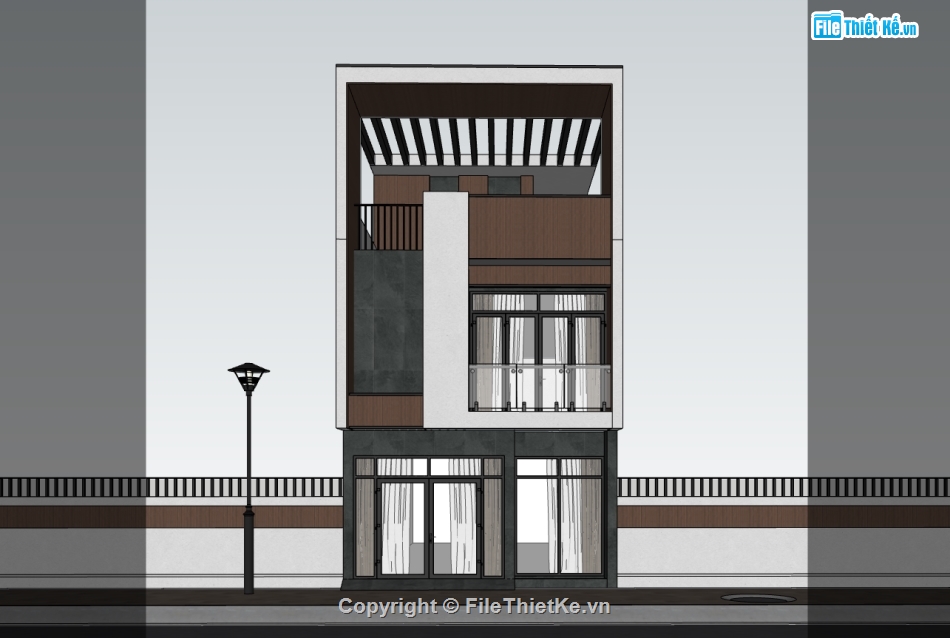 nhà phố 3 tầng,su nhà phố,sketchup nhà phố