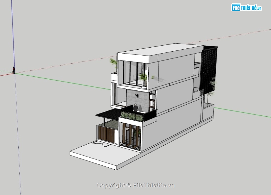 nhà phố 3 tầng,su nhà phố,sketchup nhà phố,nhà phố 3 tầng su