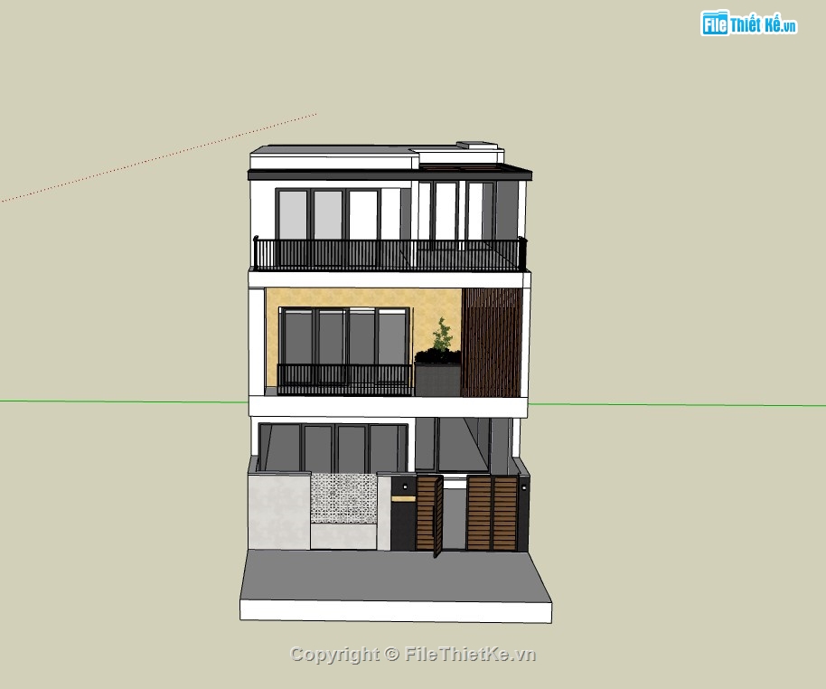 nhà phố 4 tầng,su nhà phố,sketchup nhà phố 4 tầng,su nhà phố 4 tầng