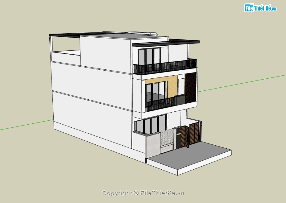 nhà phố 4 tầng,su nhà phố,sketchup nhà phố 4 tầng,su nhà phố 4 tầng