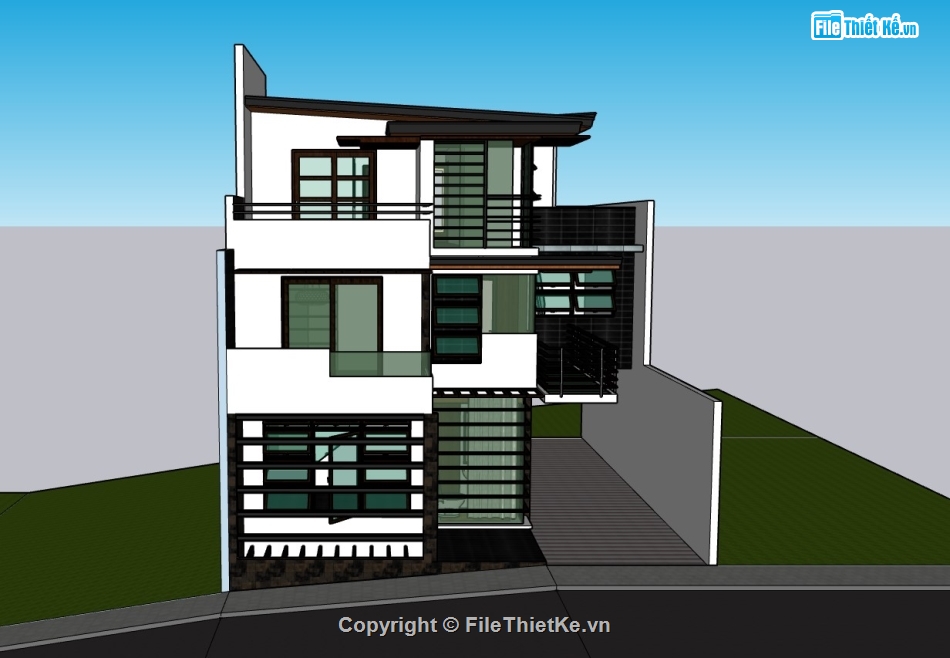 nhà phố 3 tầng,su nhà phố,sketchup nhà phố,su nhà phố 3 tầng