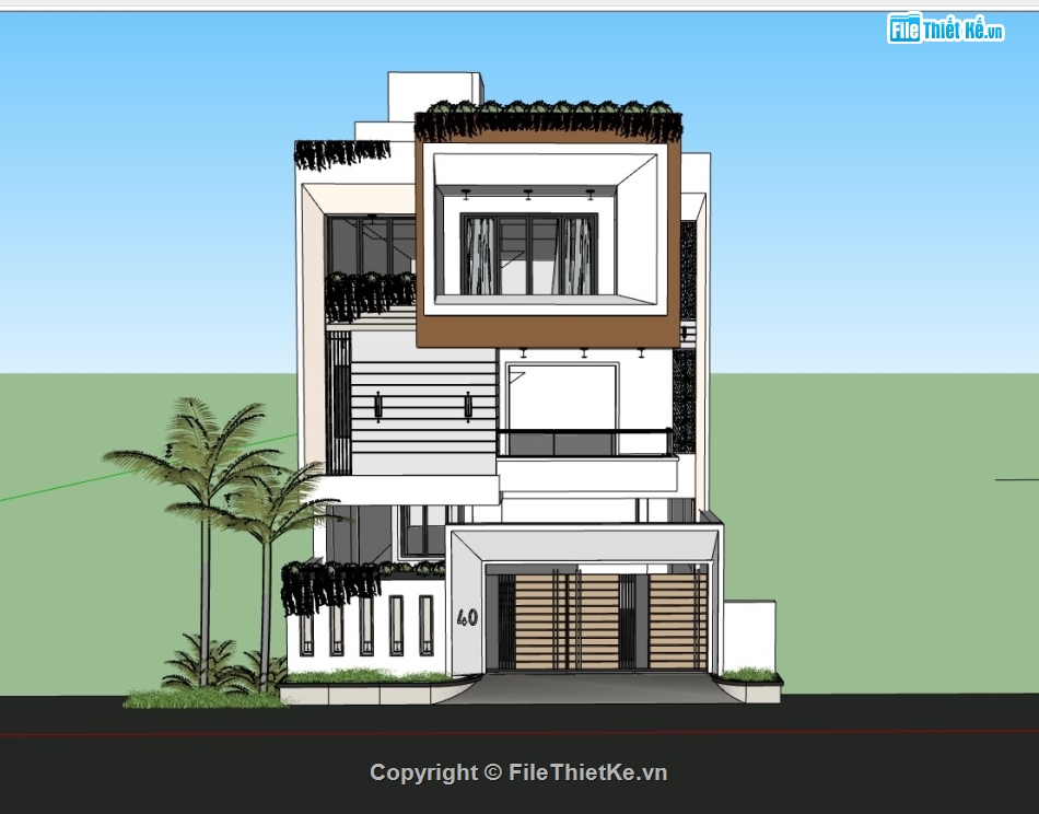 nhà phố 3 tầng,su nhà phố,sketchup nhà phố 3 tầng,su nhà phố 3 tầng