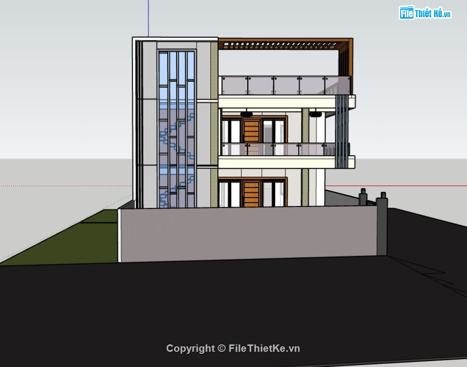 nhà phố 3 tầng,nhà 3 tầng hiện đại,su nhà phố,sketchup nhà phố