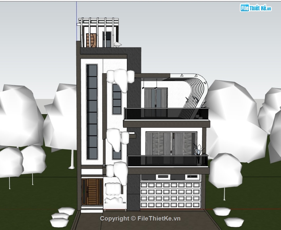 nhà phố 3 tầng,su nhà phố 3 tầng,sketchup nhà phố 3 tầng