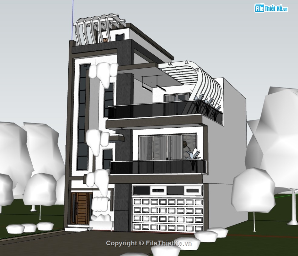 nhà phố 3 tầng,su nhà phố 3 tầng,sketchup nhà phố 3 tầng