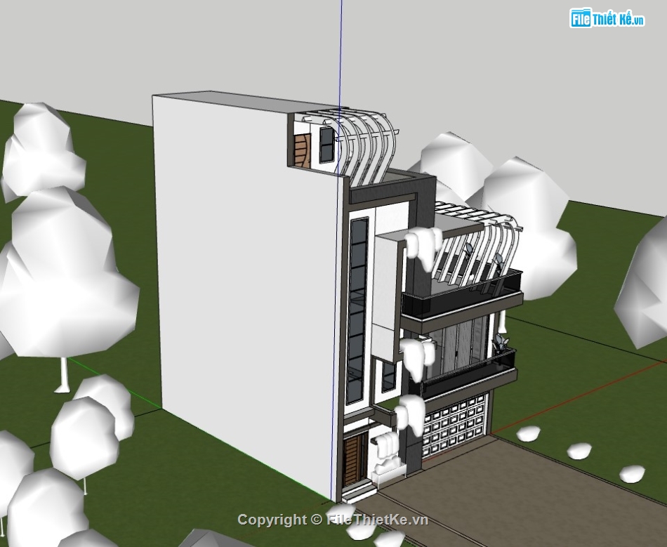 nhà phố 3 tầng,su nhà phố 3 tầng,sketchup nhà phố 3 tầng