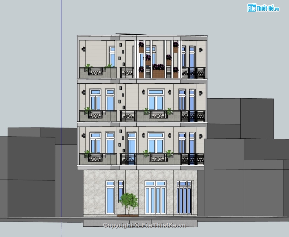 nhà phố 4 tầng,su nhà phố,sketchup nhà phố,su nhà phố 4 tầng,sketchup nhà phố 4 tầng