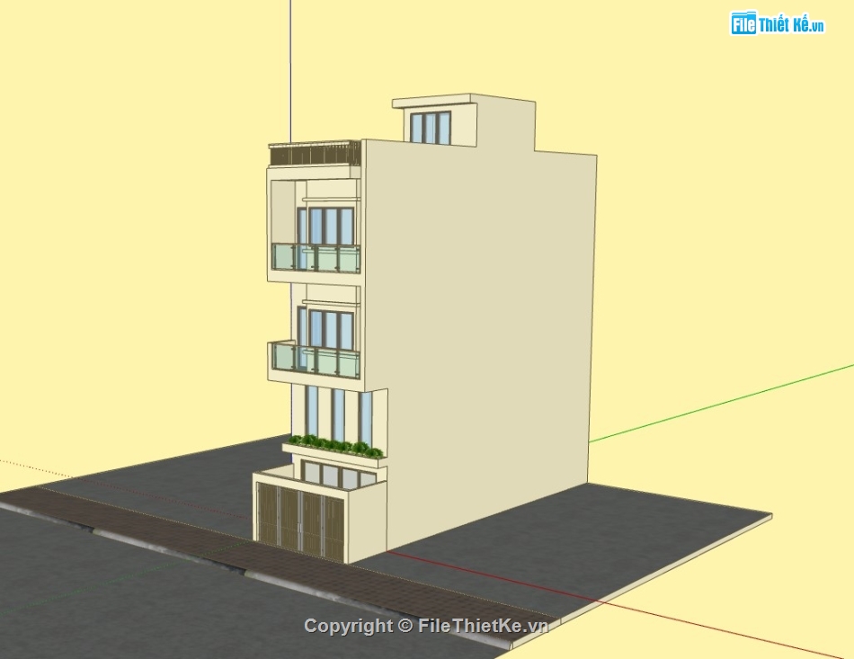 nhà phố 4 tầng,su nhà phố,sketchup nhà phố,su nhà phố 4 tầng