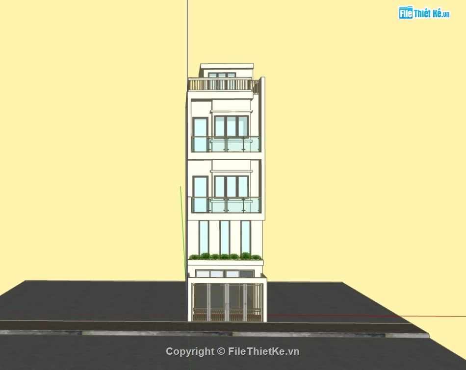 nhà phố 4 tầng,su nhà phố,sketchup nhà phố,su nhà phố 4 tầng