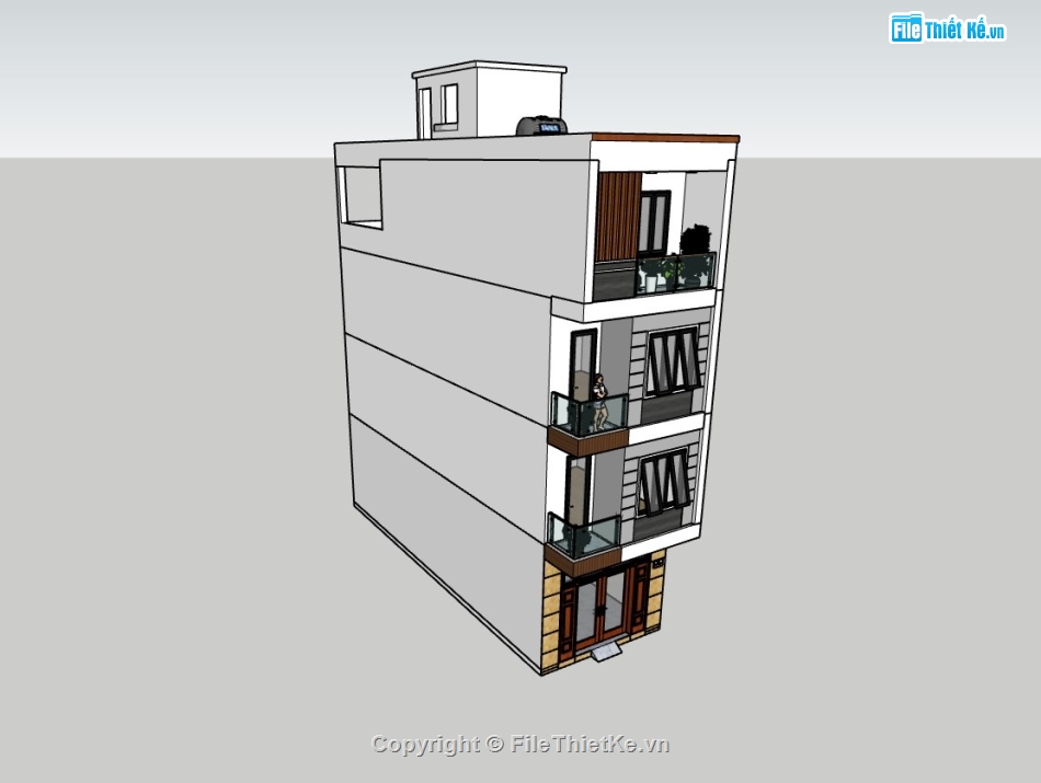 nhà 4 tầng,nhà phố 4 tầng,su nhà phố,sketchup nhà phố