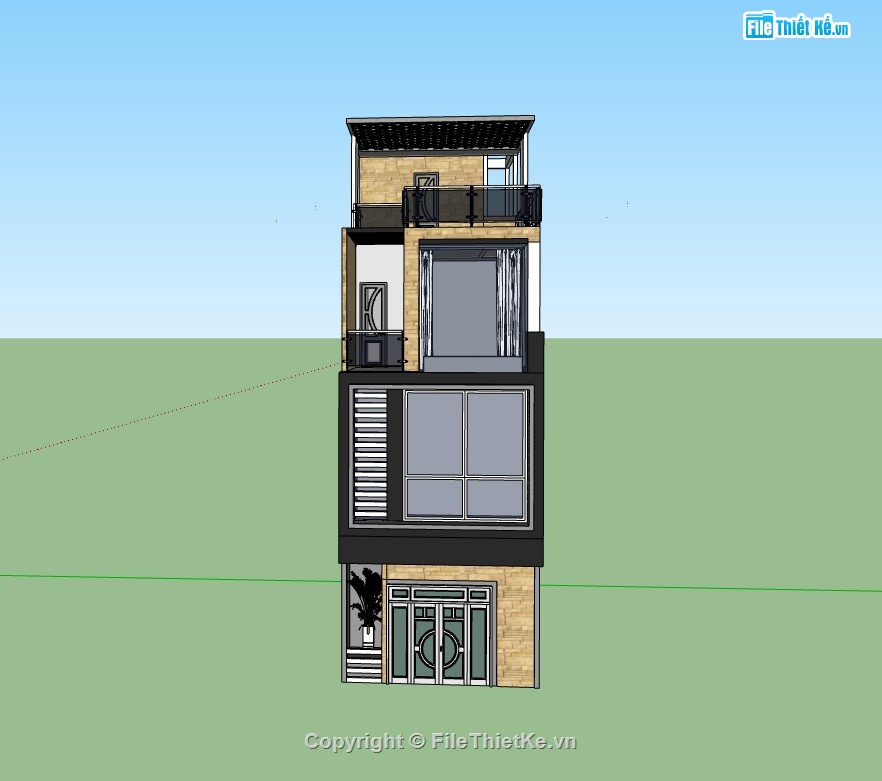 su nhà phố,sketchup nhà phố,nhà phố 4 tầng,su nhà phố 4 tầng,sketchup nhà phố 4 tầng