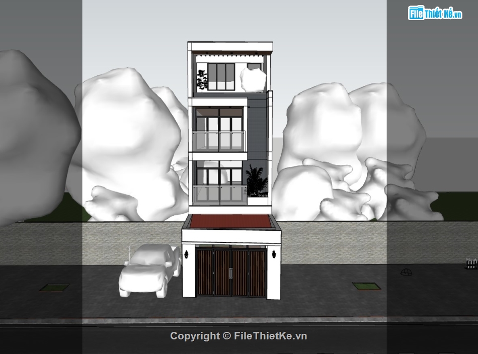 su nhà phố,sketchup nhà phố,nhà phố