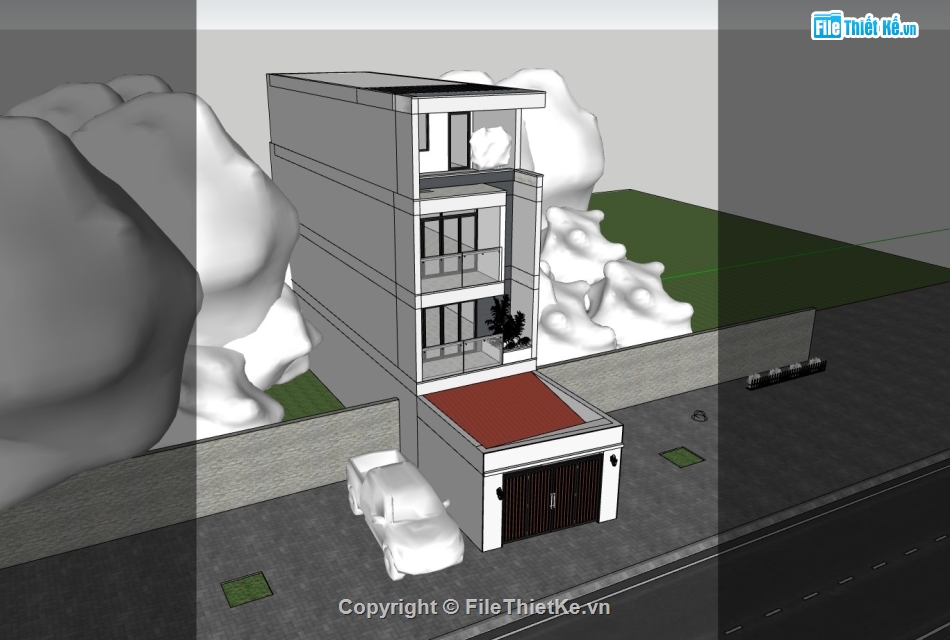 su nhà phố,sketchup nhà phố,nhà phố