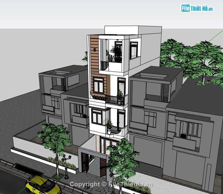 nhà phố 4 tầng,su nhà phố 4 tầng,sketchup nhà phố 4 tầng,su nhà phố,sketchup nhà phố