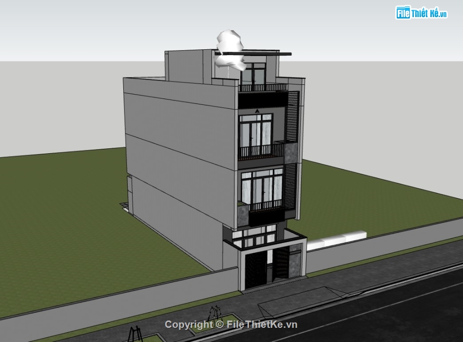 su nhà phố,sketchup nhà phố,su nhà phố 4 tầng