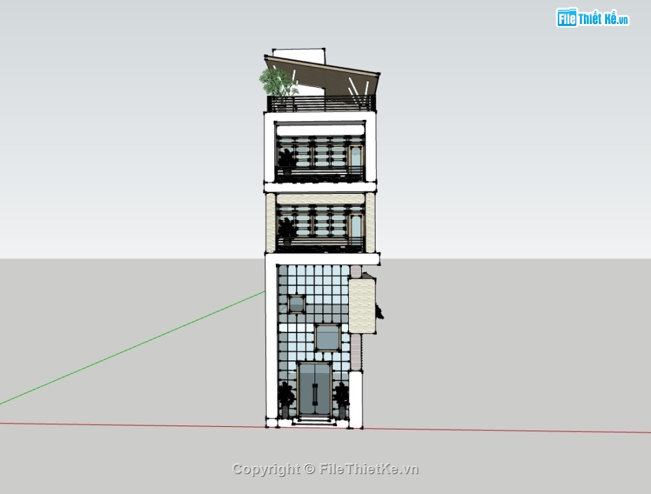 nhà 4 tầng,su nhà phố 4 tầng,sketchup nhà phố 4 tầng,su nhà phố,sketchup nhà phố