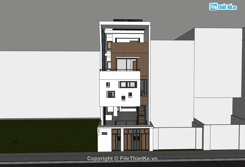 su nhà phố,sketchup nhà phố,nhà phố 4 tầng