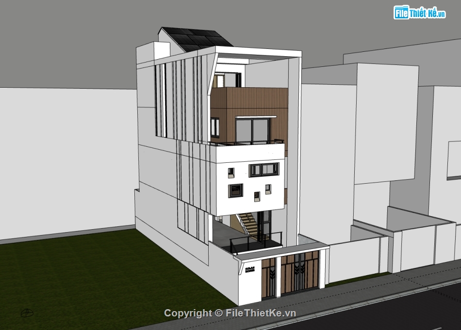 su nhà phố,sketchup nhà phố,nhà phố 4 tầng
