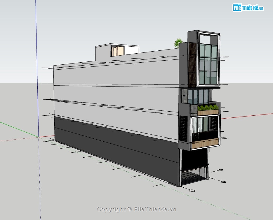 nhà phố 4 tầng,su nhà phố,sketchup nhà phố,nhà phố 4 tầng sketchup,su nhà phố sketchup