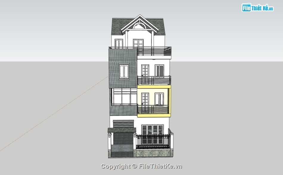 su nhà phố,sketchup nhà phố,su nhà phố 4 tầng,sketchup nhà phố 4 tầng