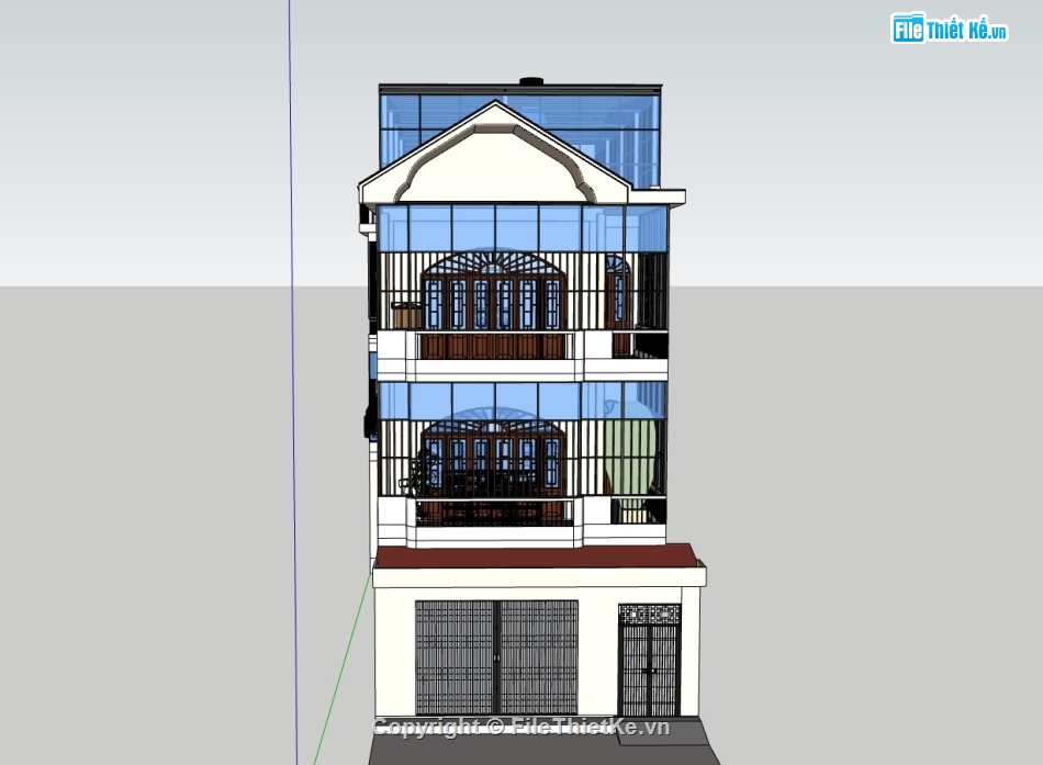 nhà 4 tầng,su nhà phố,sketchup nhà phố,su nhà phố 4 tầng