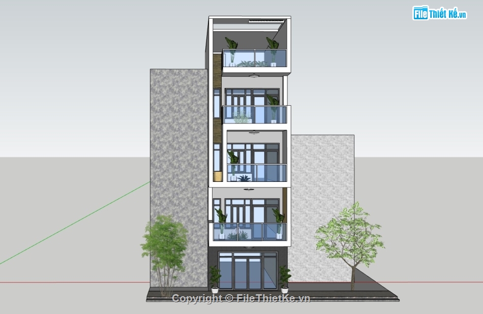 nhà phố 5 tầng,su nhà phố,sketchup nahf phố,su nhà phố 5 tầng