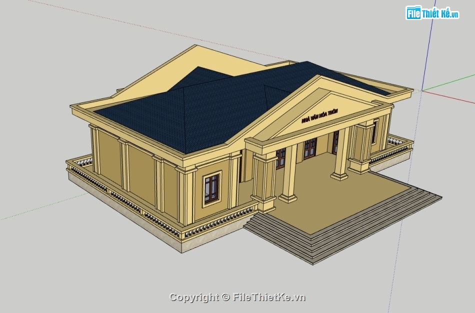 nhà văn hóa,su nhà văn hóa,sketchup nhà văn hóa