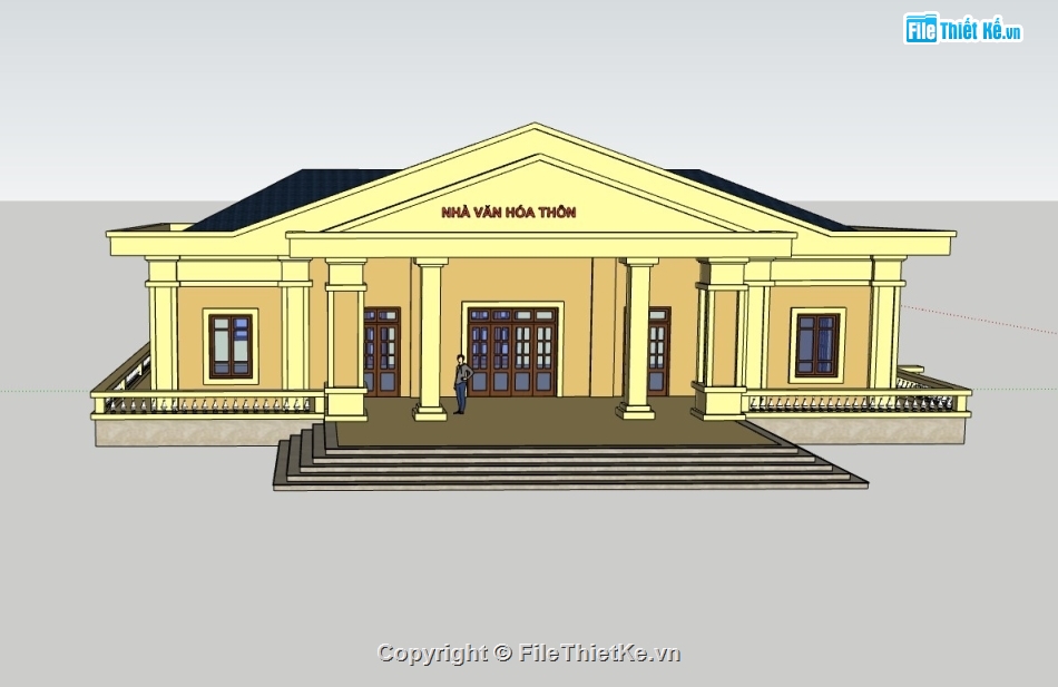 nhà văn hóa,su nhà văn hóa,sketchup nhà văn hóa