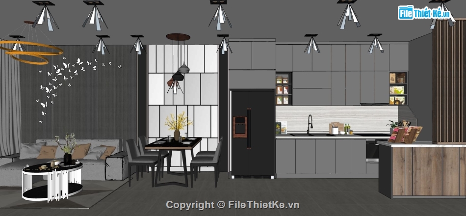 nội thất chung cư,phòng ngủ sketchup,su phòng khách bếp,file su phòng ngủ chung cư