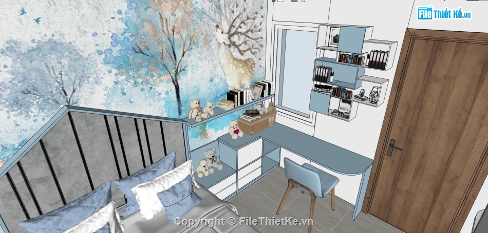 nội thất chung cư,phòng ngủ sketchup,su phòng khách bếp,file su phòng ngủ chung cư
