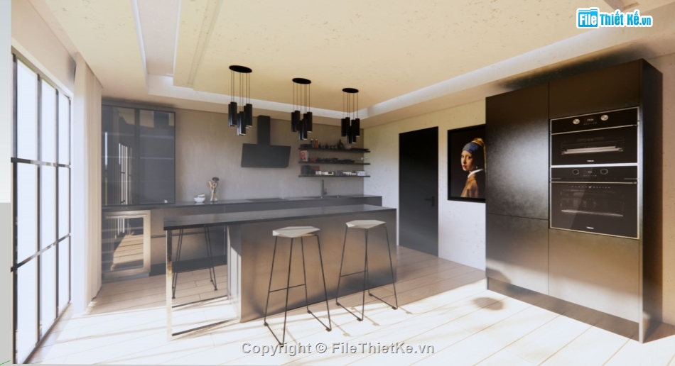 nội thất phòng bếp su,phòng bếp su,thiết kế phòng bếp file sketchup,mẫu phòng bếp model su