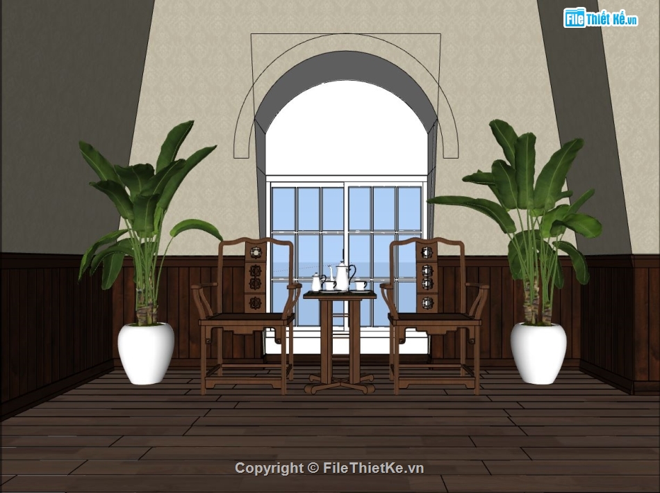 File su phòng thờ,phòng thờ dựng file su,model phòng thờ file sketchup